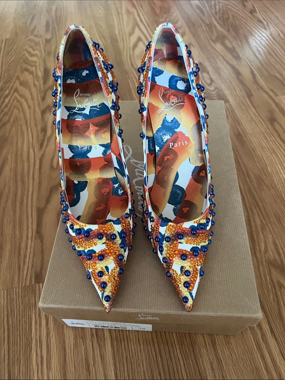 Christian Louboutin Miss Z Gaagal Sphere 100 Crystal Beaded Pumps EU 38 / US 8 - Picture 4 of 11